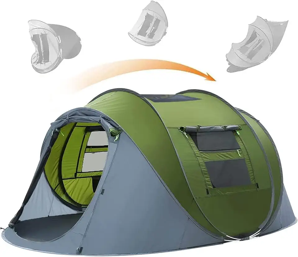 HIKERBRO 4 Person Instant Tent with Skylight Waterproof Pop Up Tent