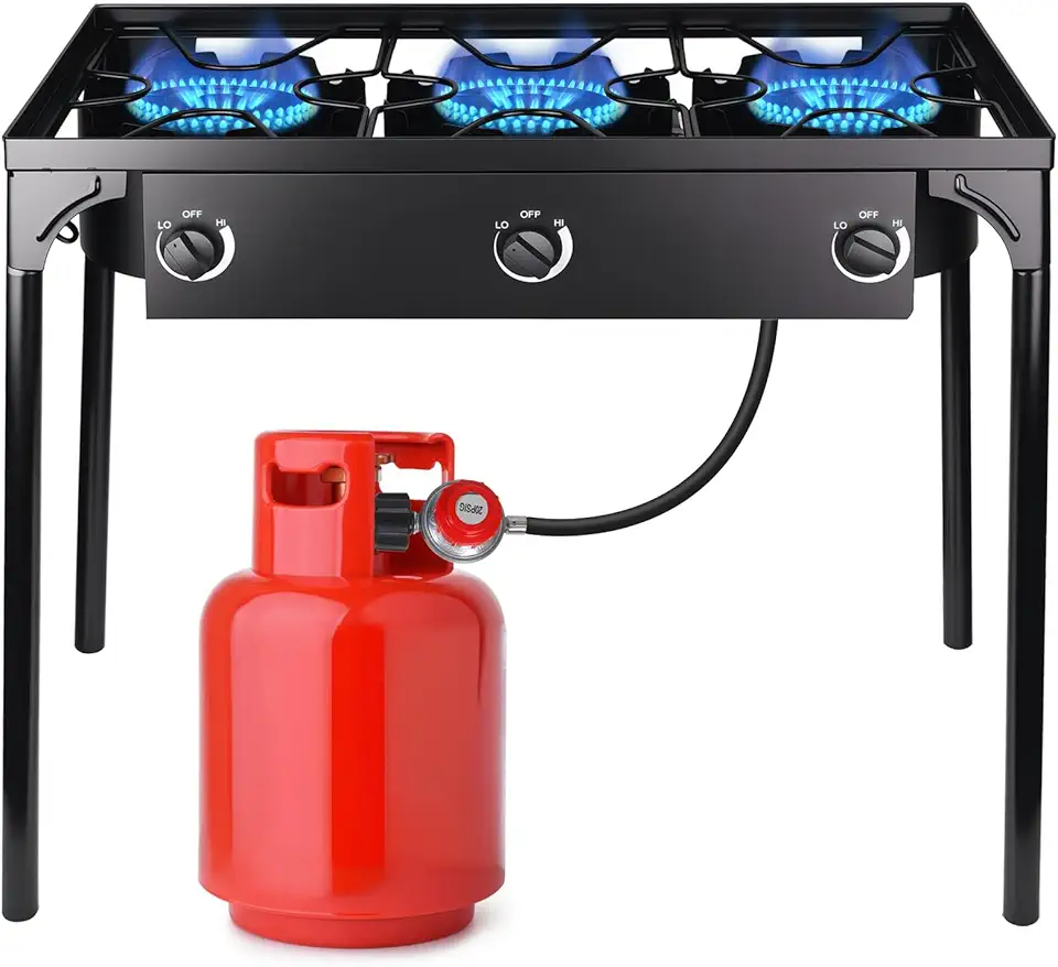 High Pressure 3-Burner Propane Camp Stove - 225,000 BTU Outdoor Cooking