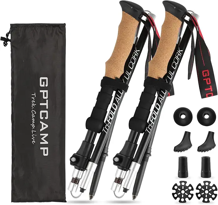 GPTCAMP Nordic Walking Stick, TPZ-1 Lightweight Collapsible Trekking Poles for Hiking