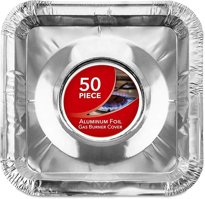 Aluminum Gas Burner Liners - 50 Pack, 8.5 Inch Stove Protector