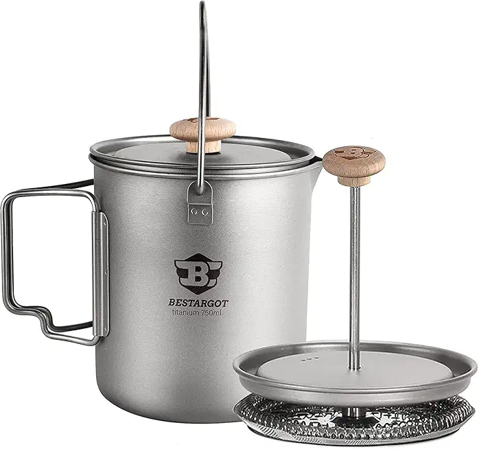 Bestargot 750ml Titanium Pot: Ultralight French Press for Camping